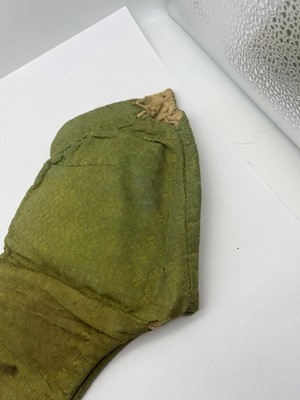 Lot 3 - A pair of green silk brocaded trousers
