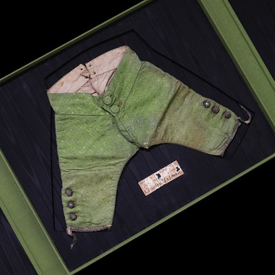 Lot 3 - A pair of green silk brocaded trousers