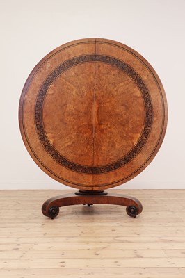 Lot 100 - A Regency pollard oak, yew and ebony centre table attributed to George Bullock