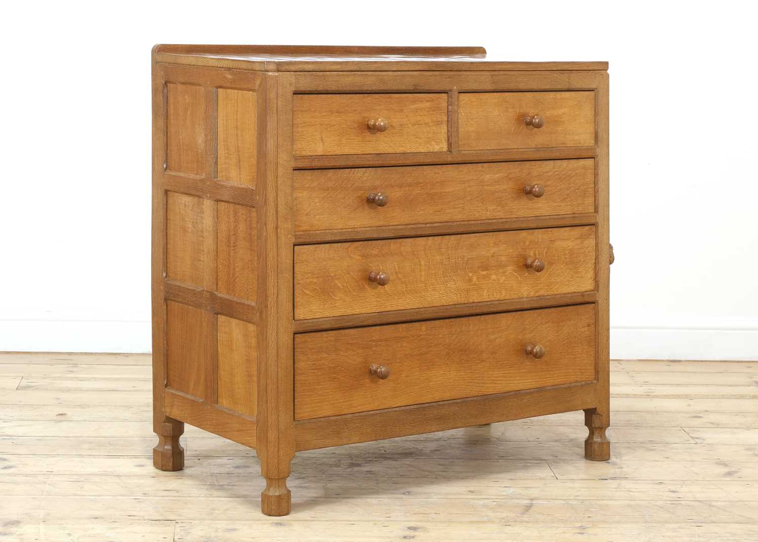 Lot 101 - A Robert 'Mouseman' Thompson oak chest of drawers