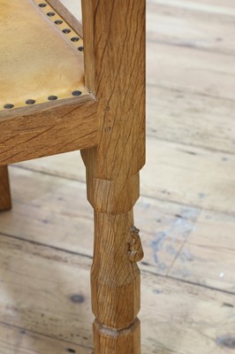 Lot 105 - A pair of Robert 'Mouseman' Thompson oak dining chairs