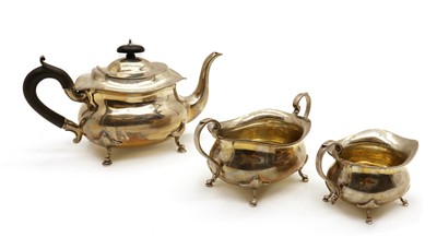 Lot 1 - A silver three piece silver tea service
