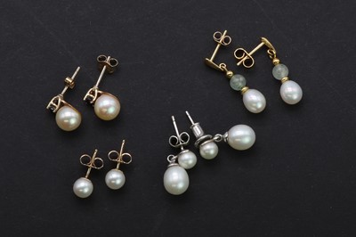 Lot 217 - Four pairs of pearl earrings