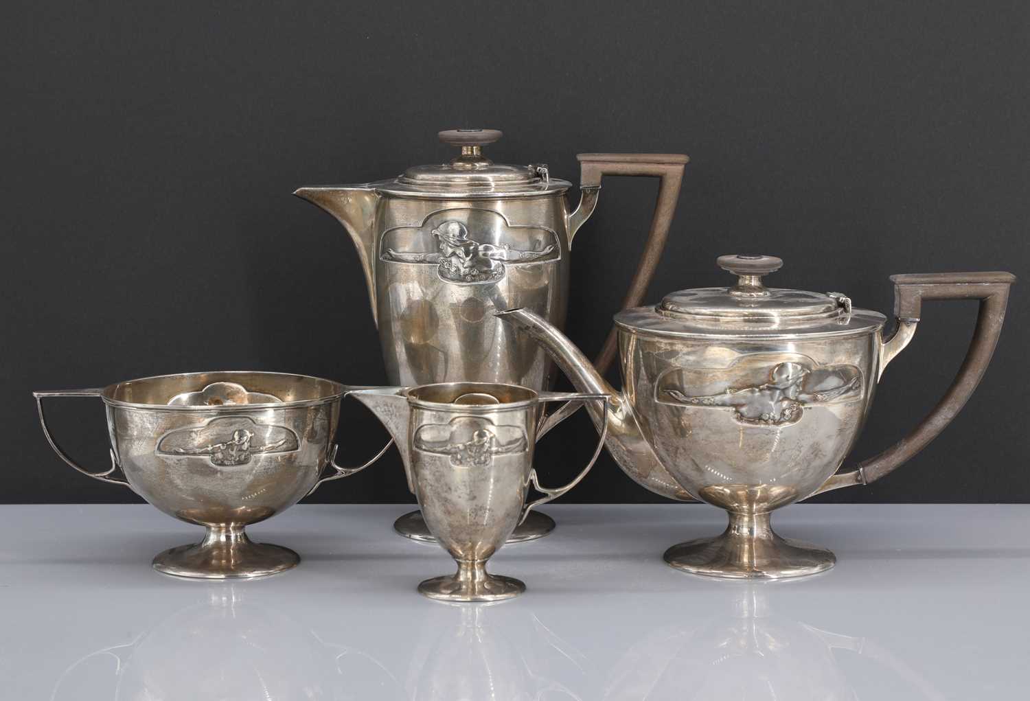Lot 124 - A Jugendstil four-piece silver tea service