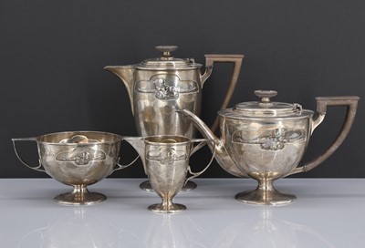 Lot 124 - A Jugendstil four-piece silver tea service