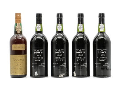 Lot 257 - Dows, Vintage Port, 1985 (4) together with Dows, 30 Years Old Tawny Port, bottled in 1973 (1)