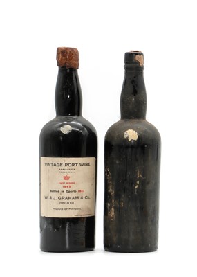 Lot 263 - Grahams, Vintage Port, 1945, one bottle with label, the other lacking (2)