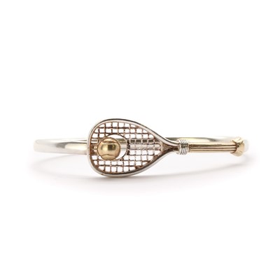 Lot 1249 - A sterling silver and 9ct gold novelty bangle