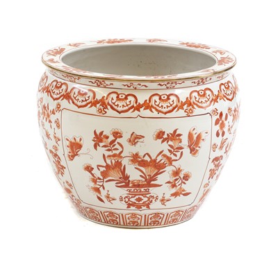 Lot 168 - A Chinese iron red fish bowl