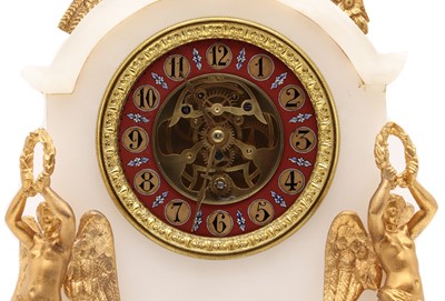 Lot 359 - A French Alabaster mantel clock