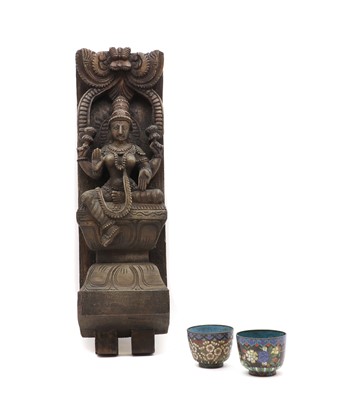 Lot 142 - A Indian carved hardwood panel