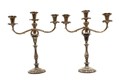 Lot 41 - A pair of silver-plated candelabrum