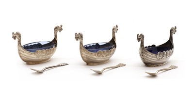 Lot 68 - A set of three Norwegian silver salts