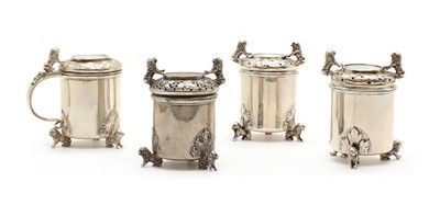 Lot 51 - A composed Norwegian silver four piece cruet set