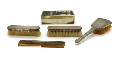 Lot 54 - An Art Deco silver dressing table set
