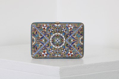 Lot 20 - A Russian style silver-gilt and cloisonné cigarette case