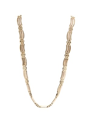 Lot 1300 - A 9ct gold three row gate link necklace