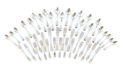 Lot 37 - A composed set of silver Fiddle pattern flatware