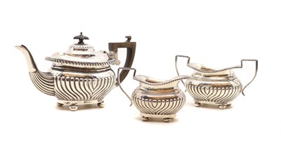 Lot 3 - A silver three piece tea service