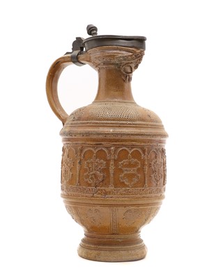 Lot 238 - A Staffordshire salt glazed stoneware flagon