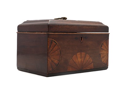 Lot 422 - A George III mahogany and inlaid tea caddy