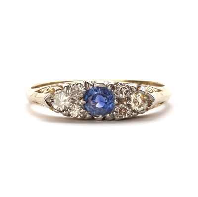 Lot 1273 - A 9ct gold sapphire and diamond ring