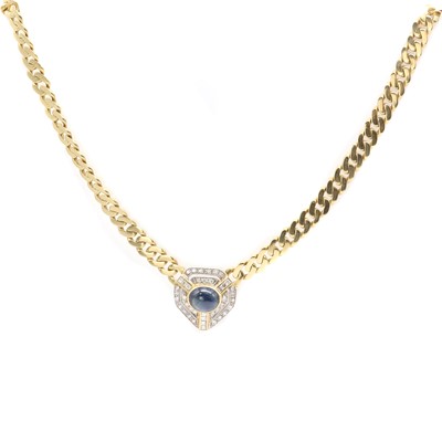 Lot 1275 - A gold sapphire and diamond necklace