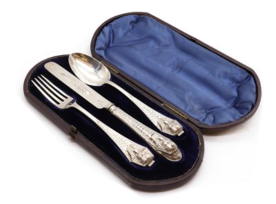 Lot 98 - A Victorian Egyptian Revival silver christening set