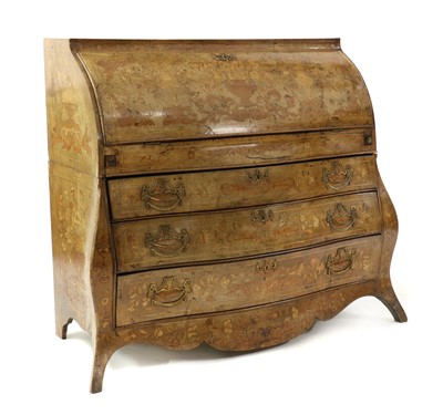 Lot 477 - A Dutch walnut and marquetry bombe bureau