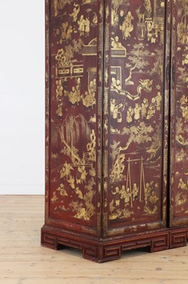 Lot 262 - An export red lacquer and gilt cabinet