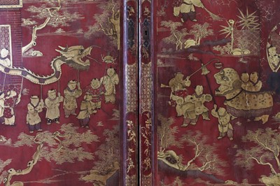 Lot 262 - An export red lacquer and gilt cabinet