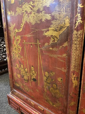 Lot 262 - An export red lacquer and gilt cabinet