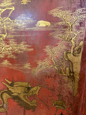 Lot 262 - An export red lacquer and gilt cabinet
