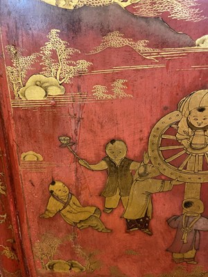 Lot 262 - An export red lacquer and gilt cabinet