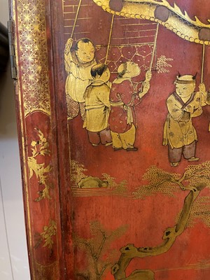 Lot 262 - An export red lacquer and gilt cabinet