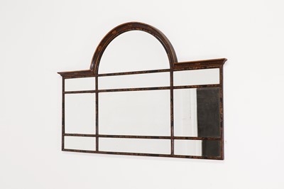 Lot 268 - A black-lacquered chinoiserie overmantel mirror