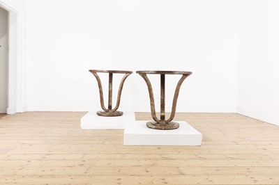Lot 283 - A pair of Art Deco-style silvered wooden occasional tables