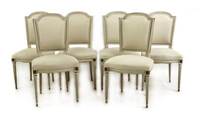 Lot 478 - A set of six Louis XVI-style painted dining chairs