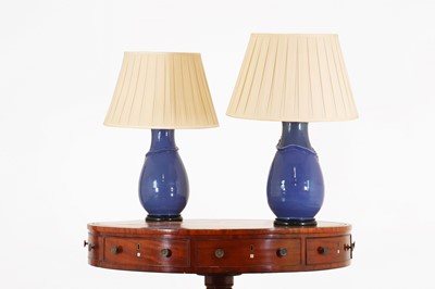 Lot 235 - A pair of Chinese-style porcelain vase lamps
