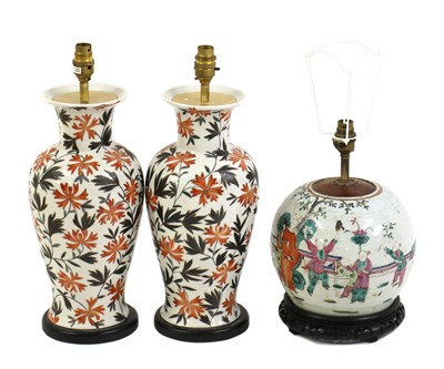 Lot 210A - A famille rose porcelain lamp