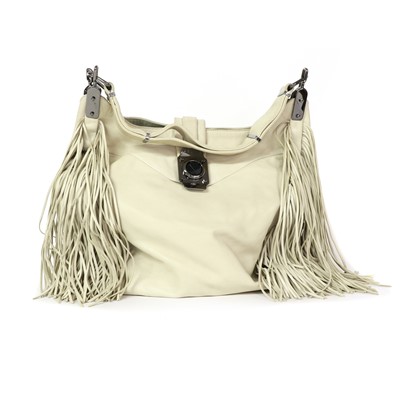 Lot 319 - A Celine cream leather tassel hobo bag