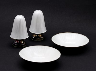 Lot 93 - A Norwegian enamel and silver gilt cruet set