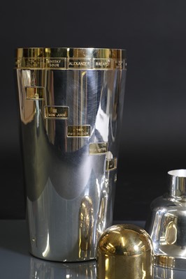Lot 112 - A Napier silver-plated and gilt 'recipe' cocktail shaker