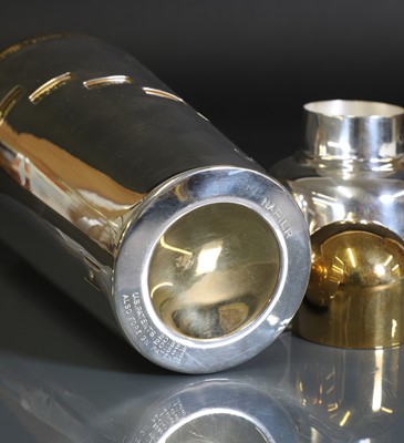 Lot 112 - A Napier silver-plated and gilt 'recipe' cocktail shaker