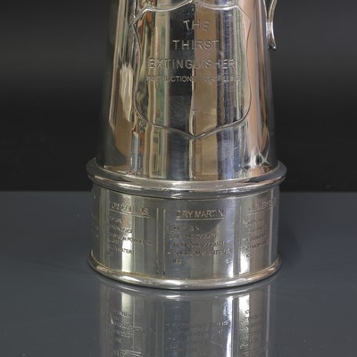 Lot 111 - A Mappin and Webb silver-plated 'The Thirst Extinguisher' cocktail shaker