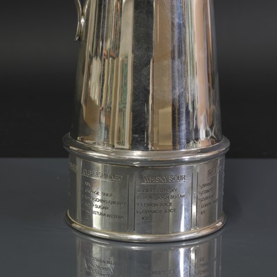 Lot 111 - A Mappin and Webb silver-plated 'The Thirst Extinguisher' cocktail shaker