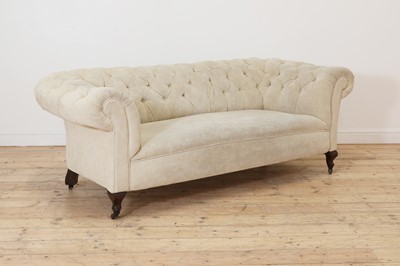 Lot 639 - A Victorian button back synthetic suede chesterfield sofa