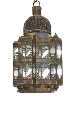 Lot 282 - A pair of large pierced brass lanterns