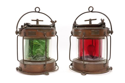 Lot 624 - A pair of 'Meteorite' copper ship lanterns