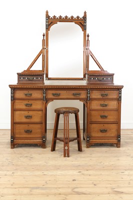 Lot 21 - An Aesthetic walnut inlaid dressing table